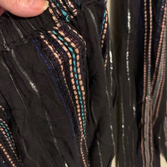 $$$$$$OLD M Elan Black Multicolor Viscose Striped High Waist Wide Leg Pants Tank - Picture 7 of 13